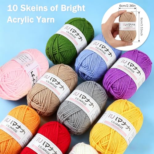 Image of HASTHIP DIY Crochet Kit for Beginners, Complete Crochet Starter Set with Yarn Hooks Needles Stitch Markers & Tools, Portable Storage Bag Craft Kit for Amigurumi Scarf Knitting DIY Projects