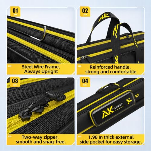 yuzhiyuan Long Fishing Pole Bag, Double Layer Travel Fishing Rod Case with Wire Frame, 1680D Lightweight Fishing Carrier for Two-Piece Rods (Double Layer-Straight Wire Bag, 51 in / 130cm) by yuzhiyuan - Used condition - Image 5