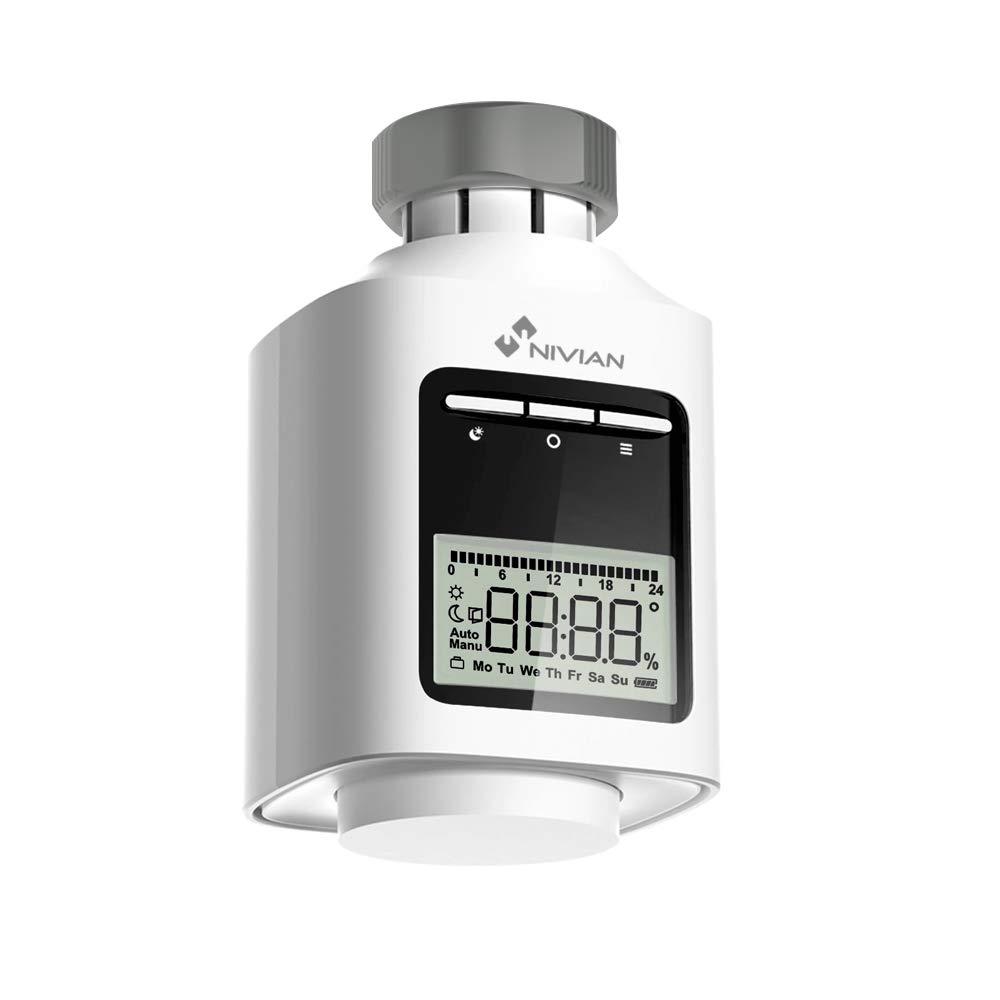 Valvola termostatica intelligente Nivian Wifi per radiatore- Funziona solo con termostato Nivian .Compatibile con Amazon Alexa e Google Home- Controllo remoto APP Tuya