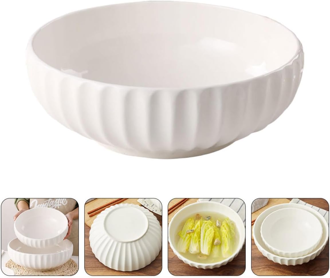 Ceramic Soup Container Pumpkin Basin White Thick Wall