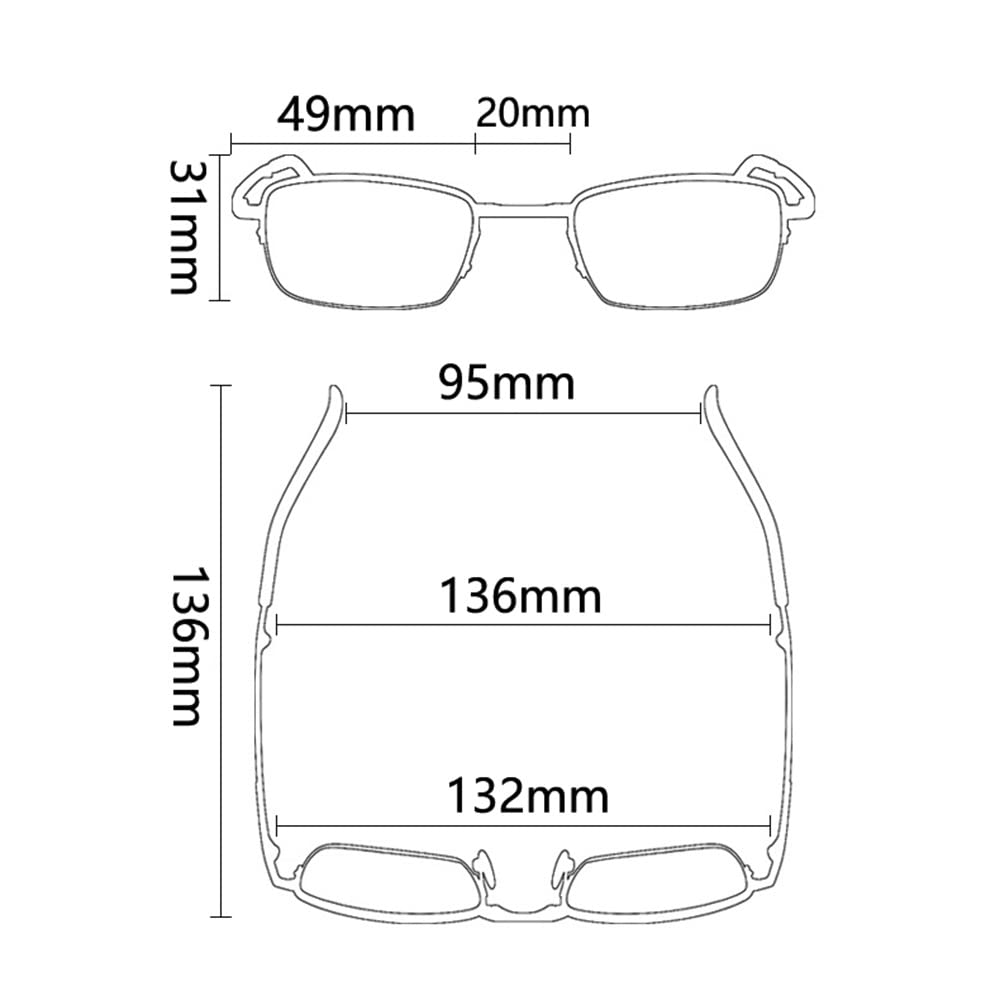 Faltbare Brille Bifokale Lesebrille Anti Blaulicht Progressives Lesebrillen Halbbrille Anti Müdigkeit Faltbare Lesegeräte (Color : Gold, Size : +1.50)
