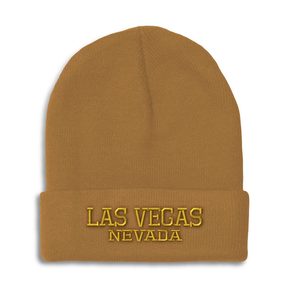 Beanies for Men Nevada Las Vegas United States Embroidery State Map Names United States Winter Hats for Women Acrylic Skull Cap 1 Size Khaki Design Only