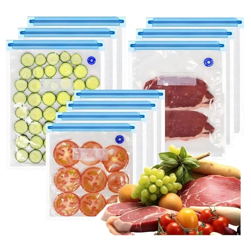 Comparison: Best Reusable Vacuum Seal Bags For Food 4 ZABINS 60PCS Reusable Vacuum Sealer Bags with Sealing Clips - BPA-Free Sous Vide Food Storage Bags in 3 Sizes, Air Valve & Leak-Proof Design, for Freezer, Meal Prep, and Travel (Sealer Not Included)