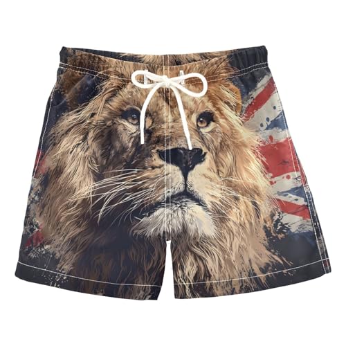 Boys Swim Trunks British Flag with Lion Toddler Swim Shorts Beach Board Shorts Swimsuit