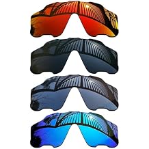 4 Pieces Replacement Lenses for Oakley Jaw-Breaker OO9290/Jaw-breaker Asian Fit AF OO9270 Sunglasses - Solid Black+Titanium+Ice Blue+Fire Red
