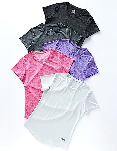 Image of 5 Pack Women's Quick Dry Short Sleeve T Shirts, Athletic Workout Tee Tops for Gym Yoga Running