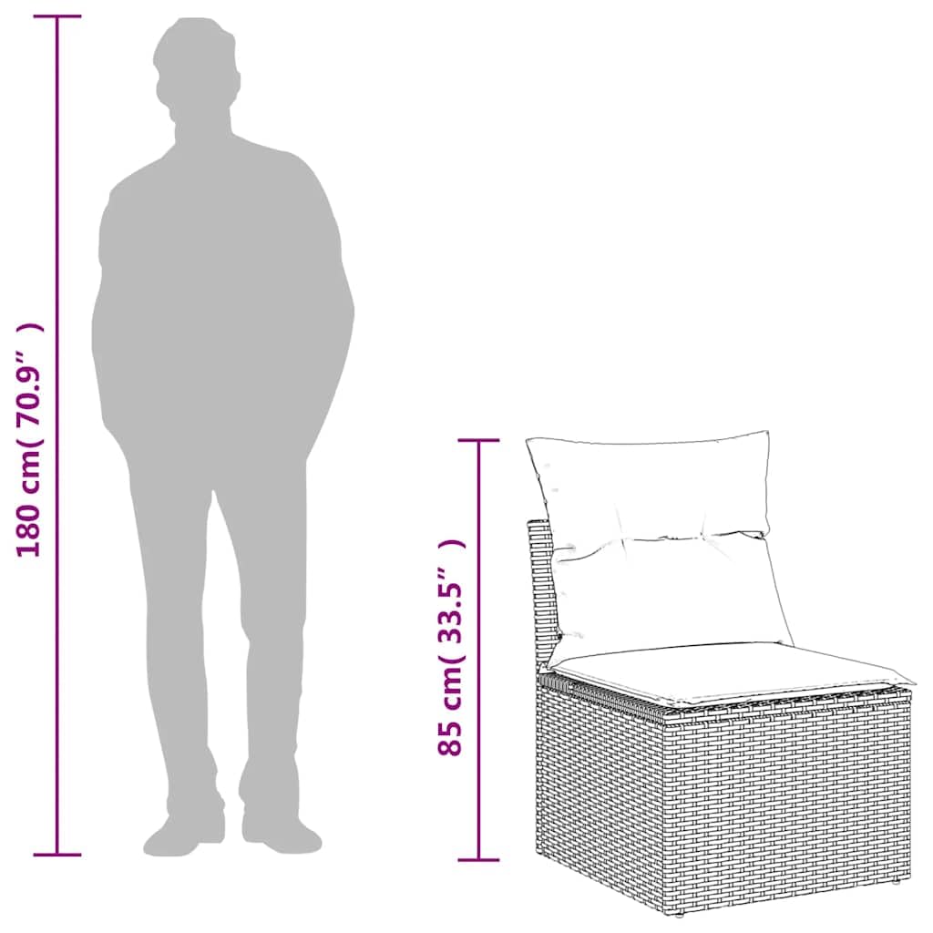 10-TLG Garten-Sofagarnitur Hellgrau Poly Rattan mit Kissen, wetterfestes Outdoor Lounge Set für Terrasse Balkon Wintergarten, modular, pflegeleicht, platzsparend, inklusive Tisch und Regal