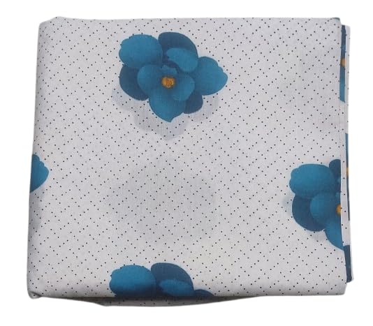 Image of Cotton Print(Unstitched Fabric for Girl /Women,Width-44 inch,Length-5 Meter,for Making Full All Over Suit,Kurti,Gown,Palazo,Dress Material,Tunics,Top,Maxi,Nighty.Free Size, White Ferozi 5 Meter