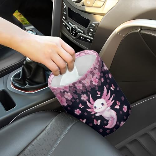 Image of Cherry Blossom Salamander Car Trash Can, Cute Trash Bag, Hanging Car Organizer and Storage Bag, Universal Fit for Front Seat, Back Seat, Floor, Headrest