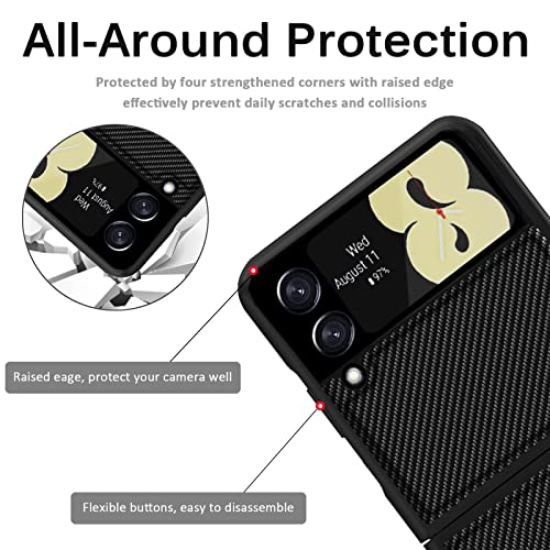 Miimall Compatible For Samsung Galaxy Z Flip 3 Case Leather Pattern Soft Anti-Scratch Lightweight Cover Anti-Fingerprints Full Protective Cases Bumper For Samsung Galaxy Z Flip 3 5G 2021(Black) #TOP4