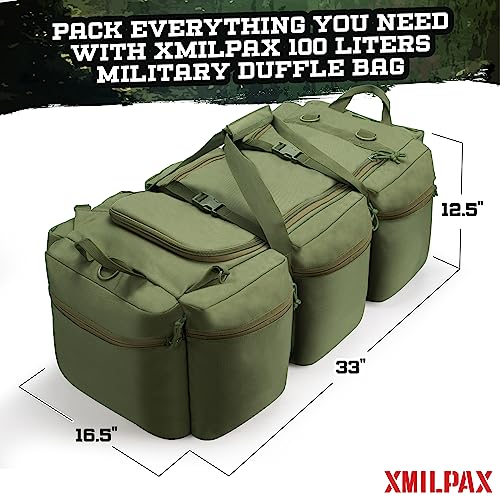 100L Large Military Duffle Bag Deployment Duffel Bag Sports Equipment Travel Luggage Bag with Detachable Backpack Straps…4