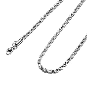 Amazon | ロープチェーンネックレス 2mm 8mm ステンレススチール