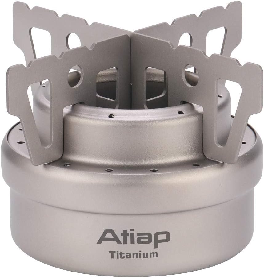 Alcohol Stove, Titanium Portable Camping Backpacking Hiking Stove with Cross Stand Carry Bag