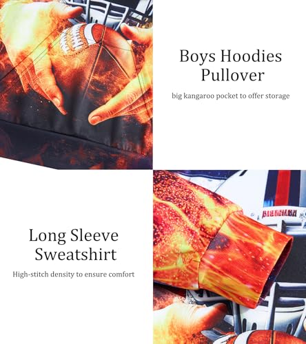 Image of Belovecol Boys Hoodies 3D Printed Hooded Sweatshirts with Pocket for 6-16Y | Pullover Hooded Style Pattern All-over Printed Long Sleeve Non-Fleece Soft Lightweight Tops for Kids