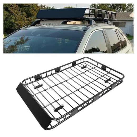 ECOTRIC 67" x 39" x 5.1'' Universal Roof Rack Cargo Carrier Basket with Extension Heavy Duty Steel Car SUV Top Luggage Storage Holder Basket for Travel 550LBS Weight Capacity