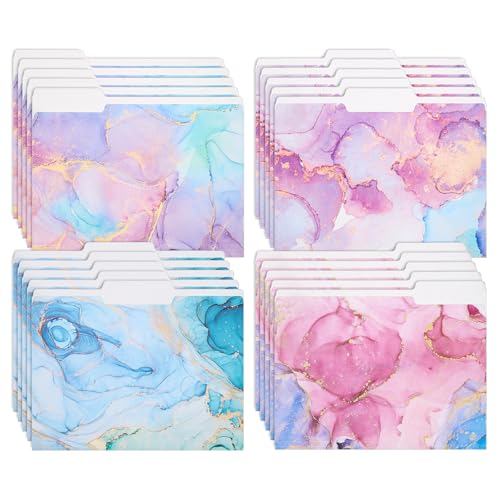 Chemises de dossier en marbre rose et bleu Whaline - Lot de 24 dossiers suspendus pour bureau