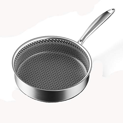SH-chaoguo 304 Stainless Steel Fry Wok/Frying Pan/Uncoated Non-Stick Pan/Cooking Pan (26/28cm), Induction Cooker, for Gas Stove (Size : 26cm)