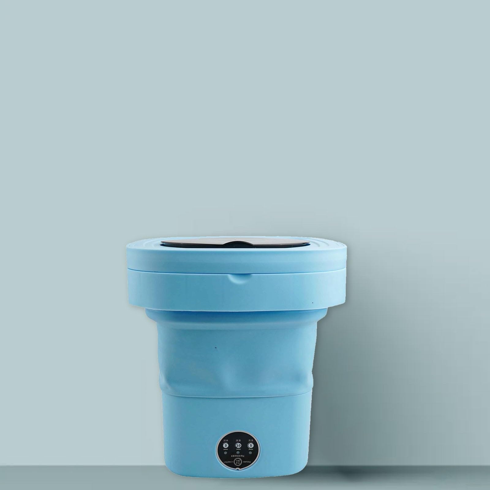 Kleine Waschmaschine 8,5L Kunststoff Robust(Blue) | 8,5L Fassungsvermögen, faltbares Design, Blaulicht-Funktion, Timer-Steuerung, plastikresistent