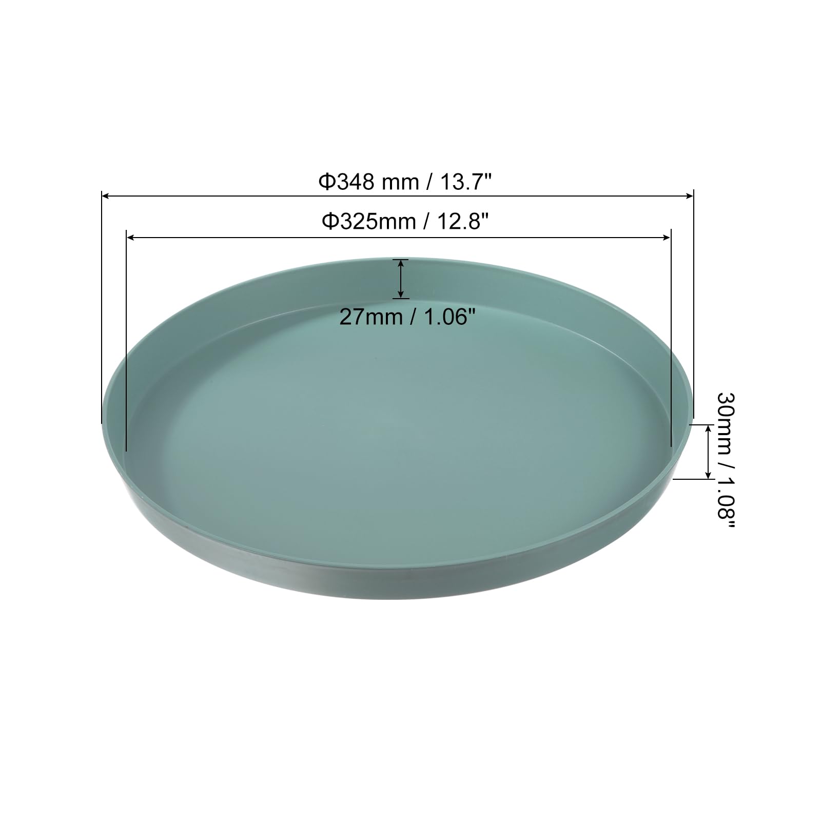 PATIKIL 14" x 1" Redondo Reutilizable Restaurante Servir Bandejas, 2 Paquete Antideslizante Comida Servicios Bandeja Plato para Bar Café Tienda, Verde