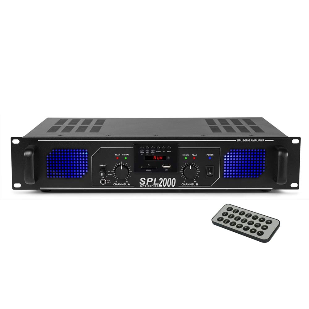 Skytec SPL2000 Stereo Power Amplifier Home HiFi 19 Inch Rack Mount PA