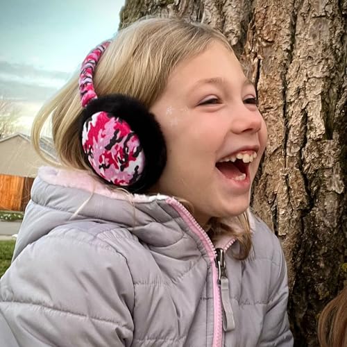 Popfizzy Pink Camo Girls Earmuffs, Kids Ear Muffs for Winter Girls, Cool Winter Ear Warmers for Kids, Adjustable Ear Muffs2