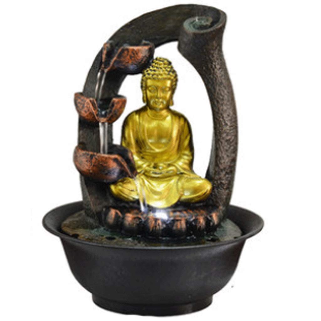 QAWSED Decorative fountain Tabletop Water Fountain Buddha Statue Waterscape Fountain - Tabletop Water Fountain For Home&Office Decoration, With Led Light Decorative Indoor Fountains Fountain