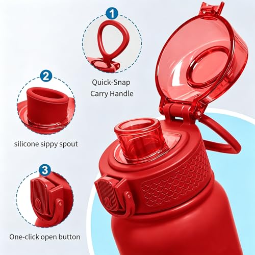 Image of GOPPUS 20 Oz Insulated Stainless Steel Water Bottle BPA-Free Sports Water Bottle, Great for Travel, with Chug Lid - Leak & Sweat Proof with Anti-Dust Lid(red)