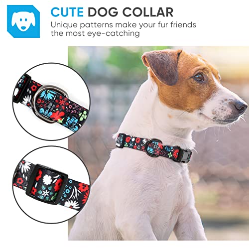 HEELE Hundehalsband, Hunde Halsband für Welpen Kleine Mittlere Große Hunde, Gemustertes Hundehalsbänder Verstellbares, Komfort, Robustem HundeHalsband, Heißrot, XS