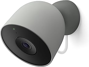 Google Nest Cam Outdoor (cableada, 2.ª generación) - Cámara de seguridad con video 2K y Géminis, visión nocturna, audio bidireccional - Funciona con Google Home - Modelo 2025 - Hazel