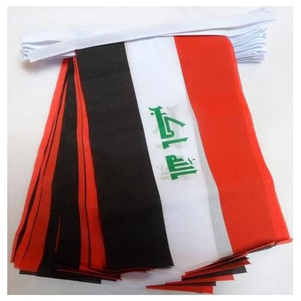 AZ FLAG - Iraq Bunting Flag - 40 Ft Garland with 20 Iraqi Flags 18'' x 12'' - 100% Polyester String Pennant - 12 meters