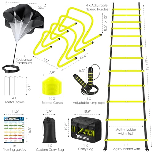 image for X-UMEUS Agility Ladder Speed Training Equipment Set-20ft Agility Ladde