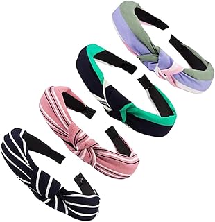 FOMIYES 4Pcs cross knot hair band headbands for women makeup knot hairband korean hair accessories facial headbands spa hair band Hair Hoops Stripe Pattern Headband Adorable Headwrap scarf
