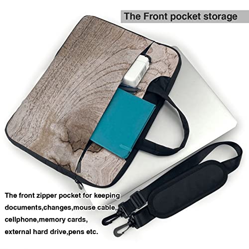 Bolso para laptop con diseño madera, negro, unisex miniatura 4