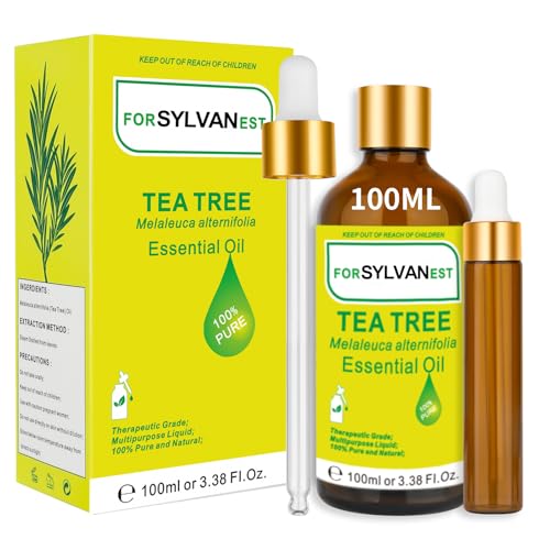 FORSYLVANEST Aceite de Árbol de Té 100ML 100% Puro Natural, Ideal para Difusores, Humidificadores, Masajes, Baños SPA, Aromaterapia 3.38 Fl.Oz Aceite Esencial
