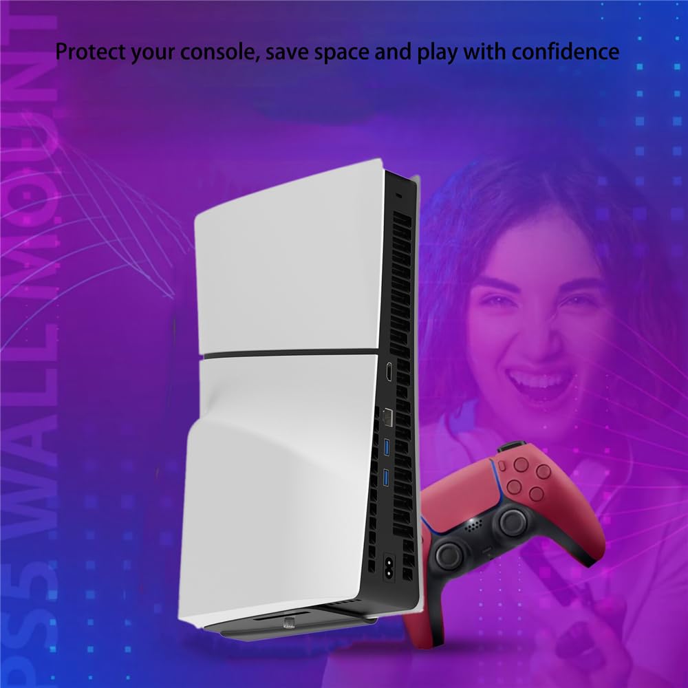 Uchwyt ścienny do konsoli PS5 Slim do PS5 Slim Digital Edition do PS5 Slim Disc Edition, stojak ze stopu aluminium z rozpraszaniem ciepła, oszczędność miejsca, konfiguracja gier, biały