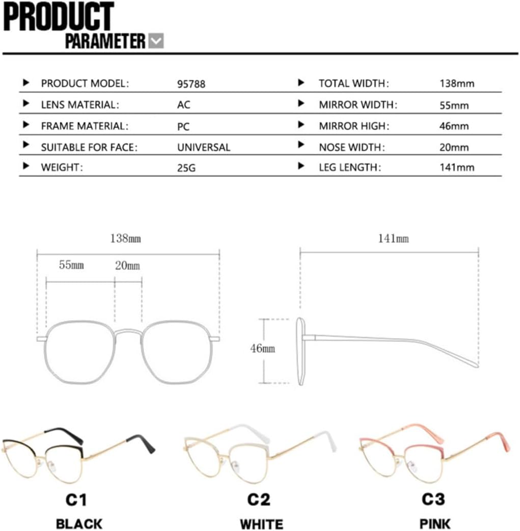 Cat-eye Large-frame Metal Glasses Frame, Fashionable Literary and Trendy Women's Glasses