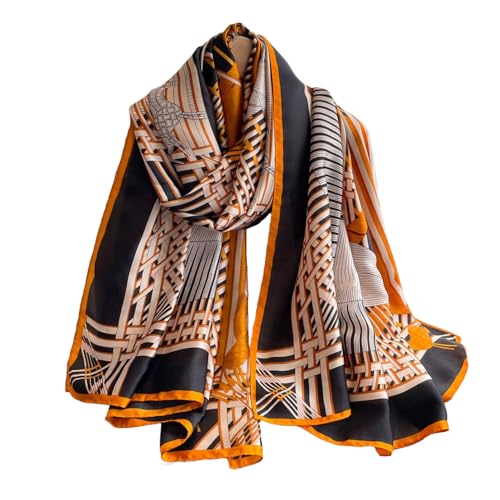 Image of Aufeel Fashion Scarves 100% Silk Felling Scarf Long Lightweight Sunscreen Shawls Wrap for Women Hair Scarves