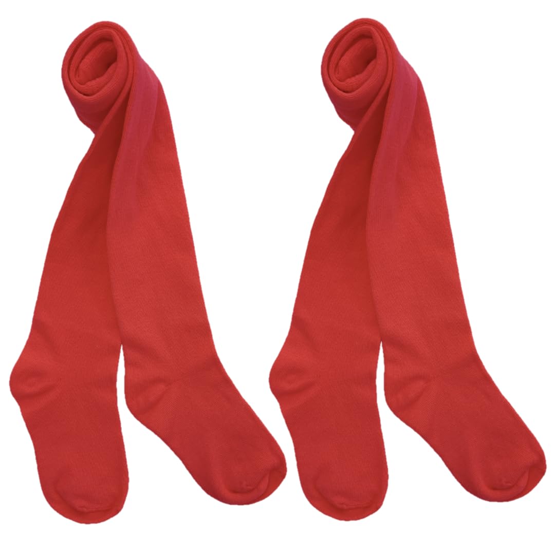 Country Kids Luxury Cotton Tights, Red, Fits age 6-8 years, 2Prs
