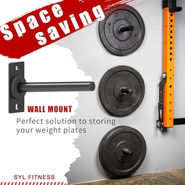 SYL Fitness Wall Mounted Weight Plate Holder, Wall Weight Storage Rack Available in 1 and 2