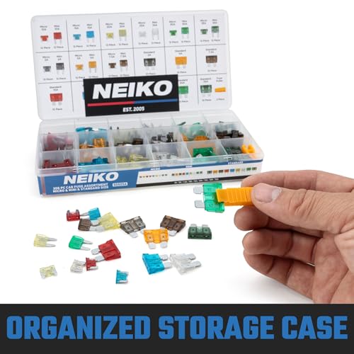 Image of NEIKO 50505A Car Fuse Master Assortment Set, 306pc, Fast Acting, Auto Fuses Kit, Standard, Micro & Mini Sizes, 2A, 5A, 10A, 15A, 20A, 30A, and 35 Amp, Marine Boat, Automotive, RV, Car Fuse Kit