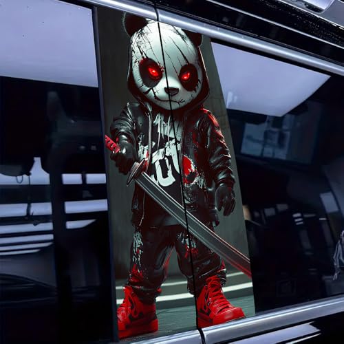 Image of Halloween Cars Body Horror Sticker, Classic Horror Movie Characters Peeking Decal Michae Waterproof Scary Vinyl Stickers for Bumper Car Decals 11in*18.89in (Fierce Panda Killer)