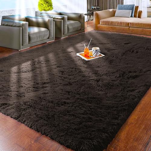 Aspire Homeware Rugs Living Room - Brown Area Rugs 160x230cm for Bedroom Anti Slip - Modern Super Soft Thick Pile Fluffy Shaggy Rug Non Shedding