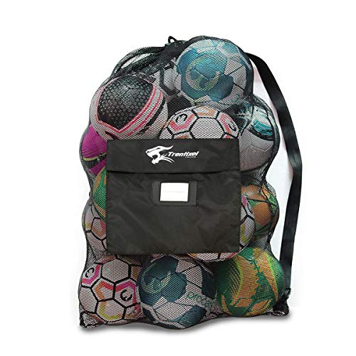 Heavy Duty Mesh Equipment Bag, Extra Large Ball Bag Drawstring Mesh with a Whistle, Adjustable Shoulder Strap Made to Fit Adults and Kids, Easy to Transport and Keeping Your Sporting Gear Organized