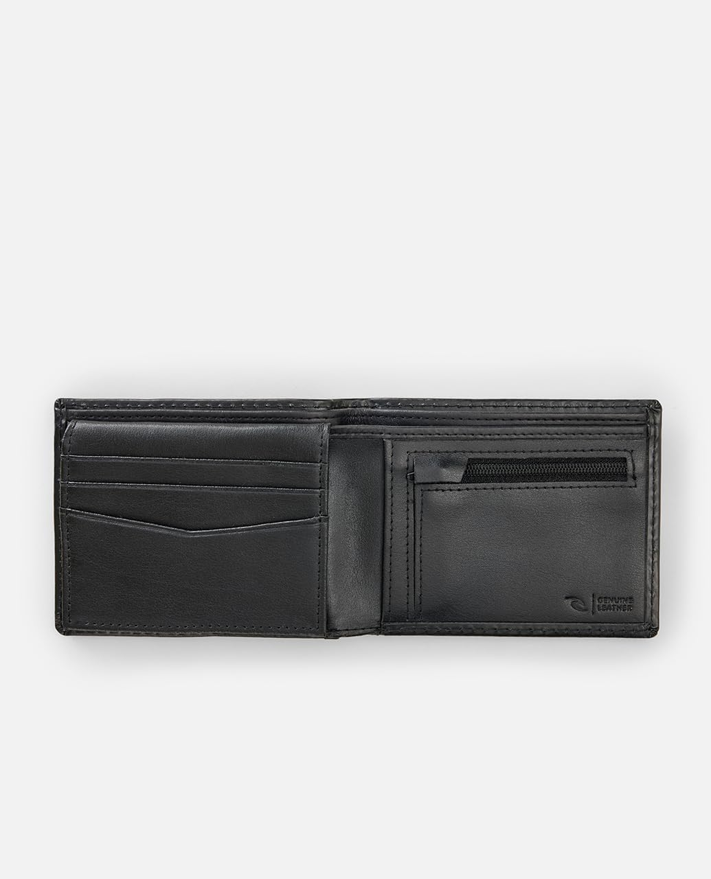 Rip Curl Men's Search Surf Leather Wallet, Multiple Card Slots and ID Window, Black