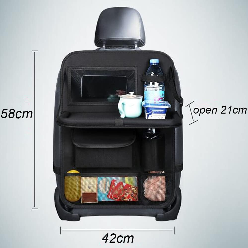 2Pezzi Organizer Auto per Buick Excelle GX/Excelle HRV/Excelle XT, Anti Kick Mat Sedili, Auto Organizzatore Impermeabile, con Multi Tasca e Tavolino Pieghevole,B-BlackRed