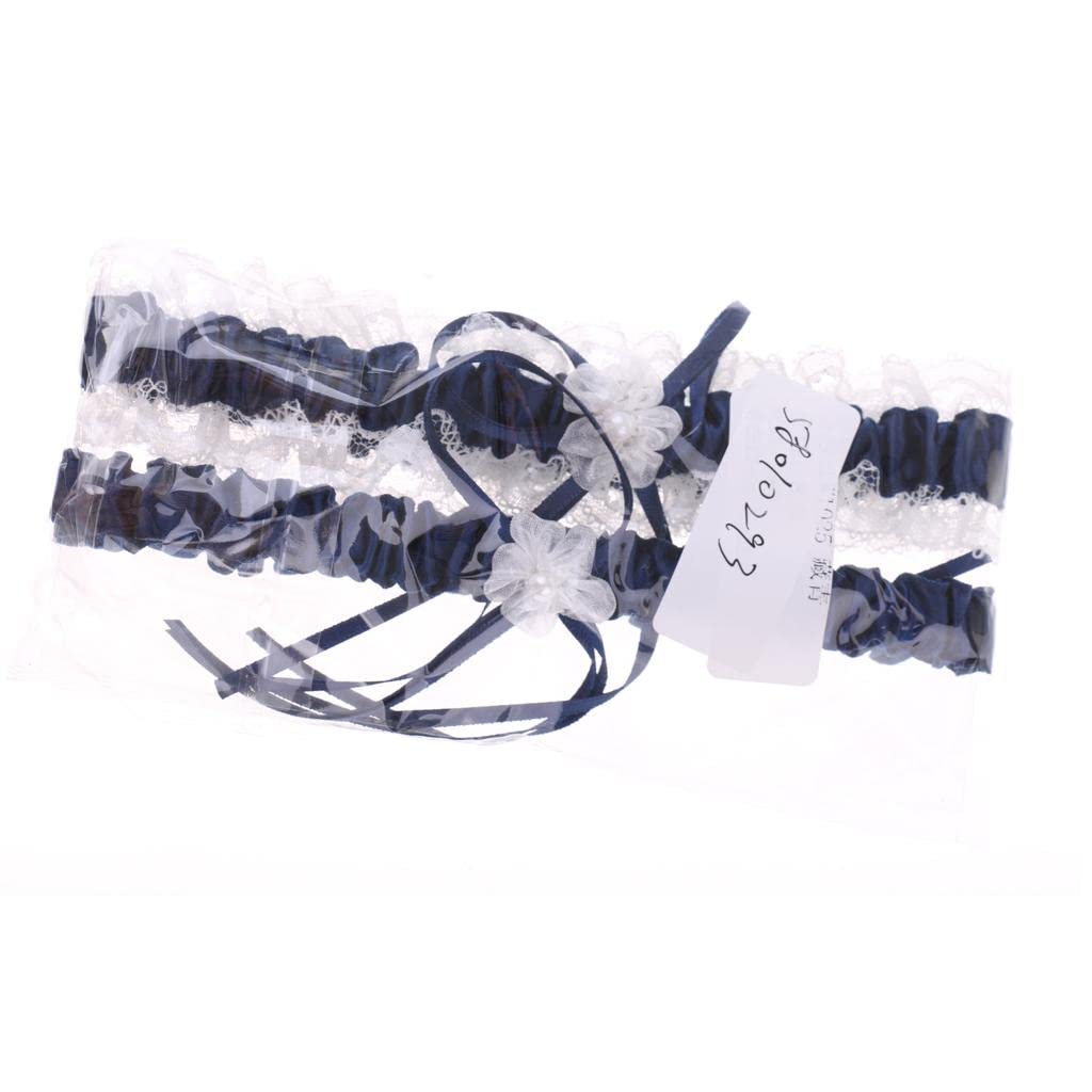 THE STYLE SUTRA® Vantage Lace Bride Garter Set Pears Bow Belt Garter for Wedding Navy Blue - Image 5 thumbnail