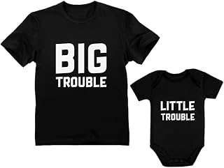 Dad & Baby Matching Set Big/Little Trouble Funny for Dad Price In India