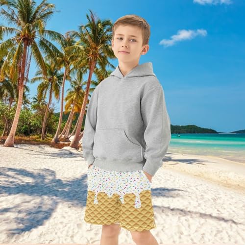 Boys Athletic Shorts Basketball Shorts Melting Ice Cream Teens Hiking Gym Shorts with Pocket for Outdoor Activity 7-15 Y4
