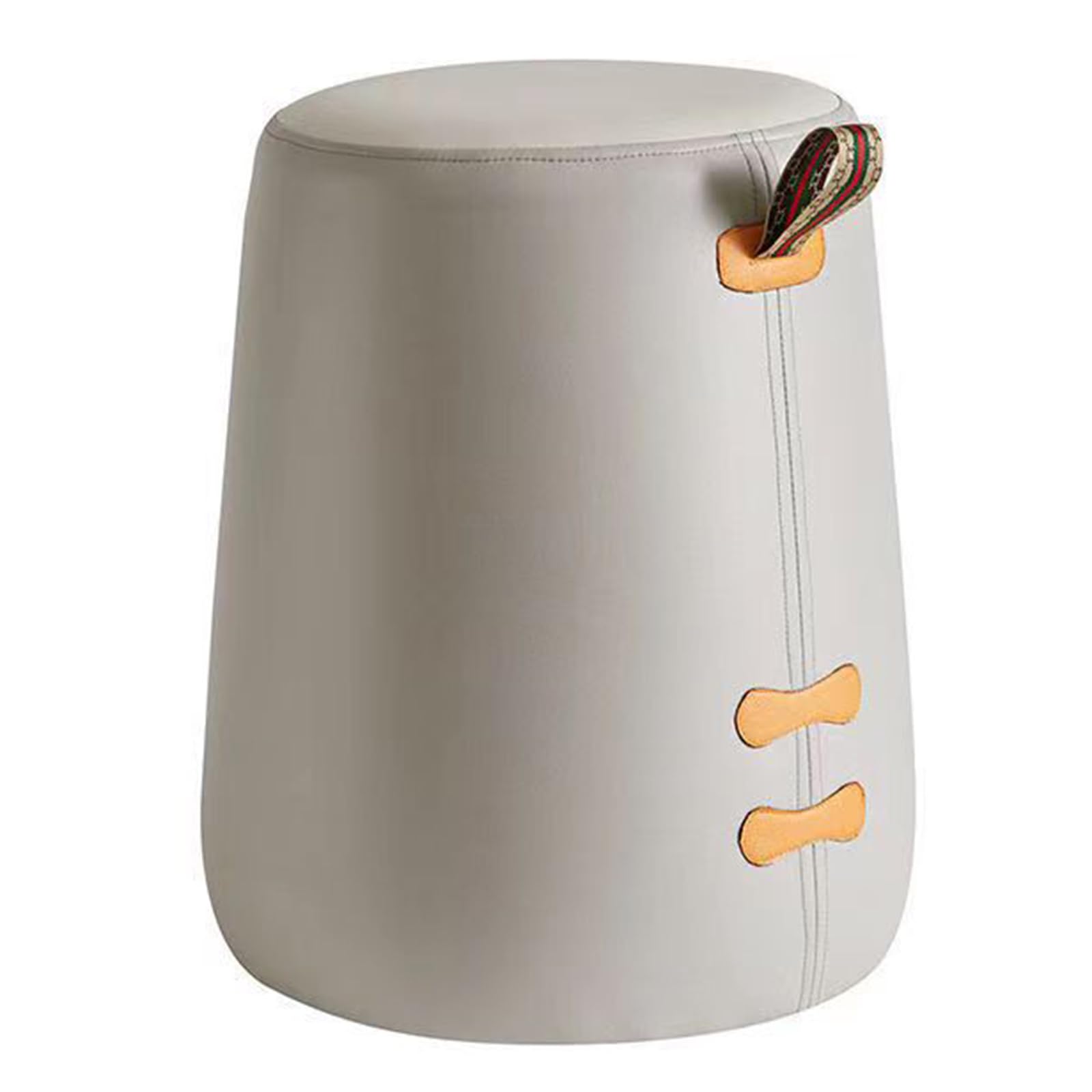 Round Ottoman Footstool - Upholstered Leather Footstool,Portable Upholstered Footstool, Solid Wood Frame Small Step Stool, Doorway Shoe Stool(Size:45 * 35cm,Color:Gray)