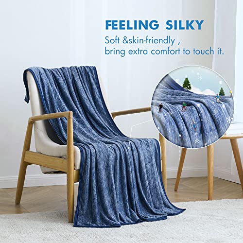 MIULEE Kühldecke Sommerdecke 150x200cm Erwachsene und Kinder 2 in 1 Selbstkühlende Decken mit Arc-Chill Q-MAX0.4 Kühlfasern Wohndecke Sofadecke Blau
